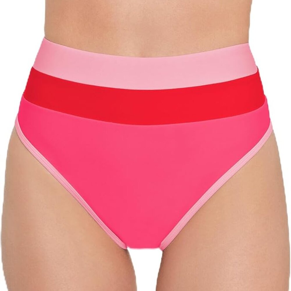 NWT Salt + Cove Colorblocked High-Waist Bikini Bottoms Pink Size Medium M NEW